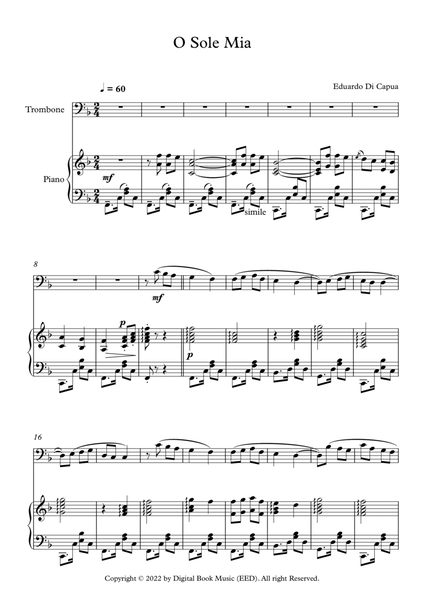 O Sole Mio - Eduardo Di Capua (Trombone + Piano) image number null