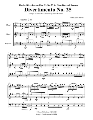 Haydn: Divertimento No. 25 Trio for Oboe Duo & Bassoon