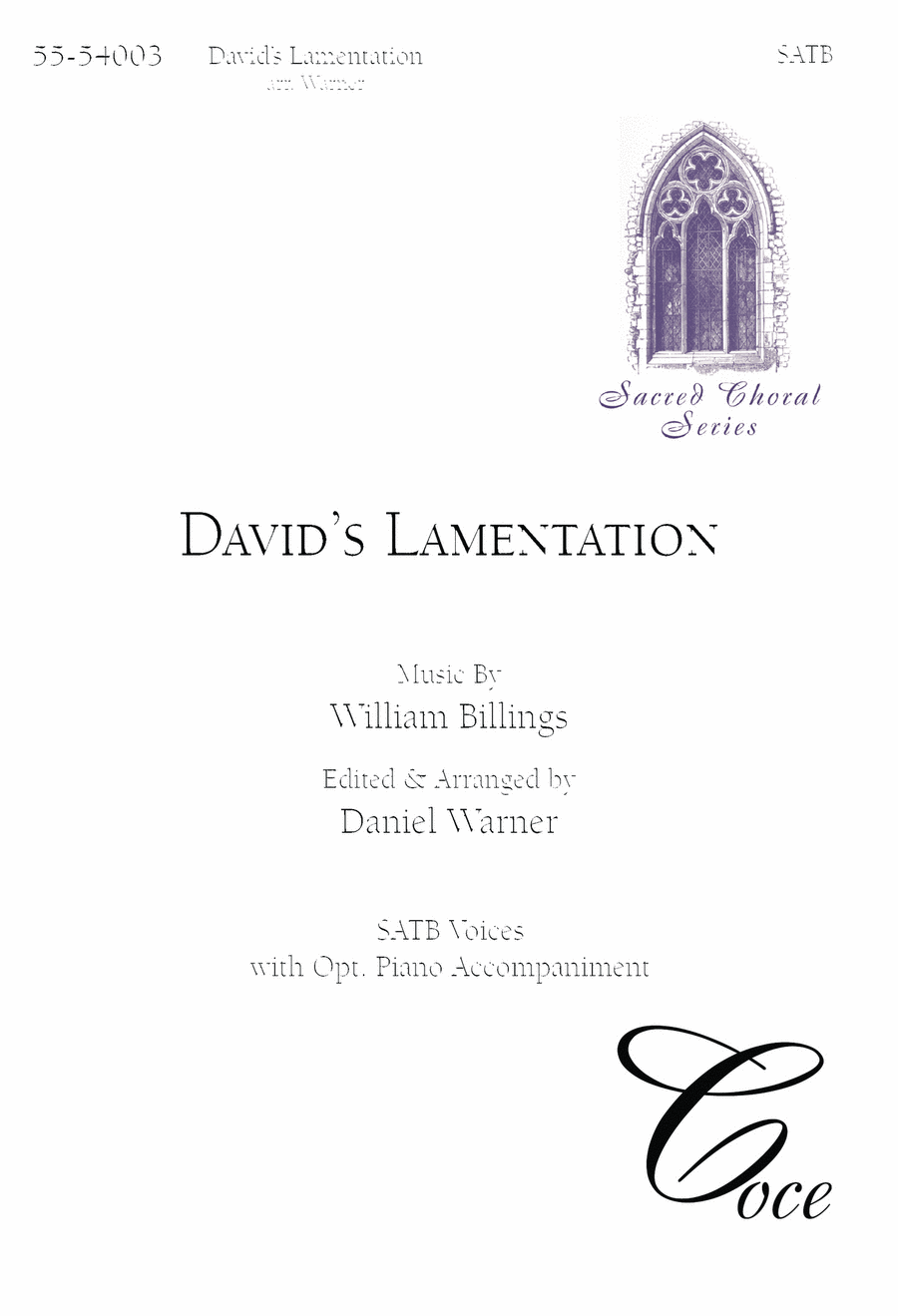 David's Lamentation 4-Part scores gallery preview page 1