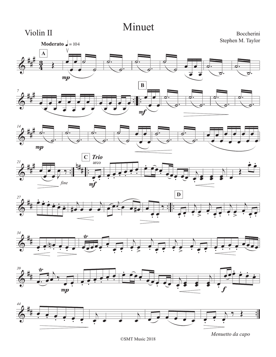 Minuet by Boccherini for String Quartet String Quartet scores gallery preview page 2