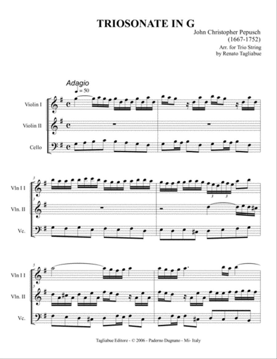 TRIOSONATA IN G - Arr. for Trio String TRIOSONATA IN G - Arr. for Trio String String Trio scores gallery preview page 2