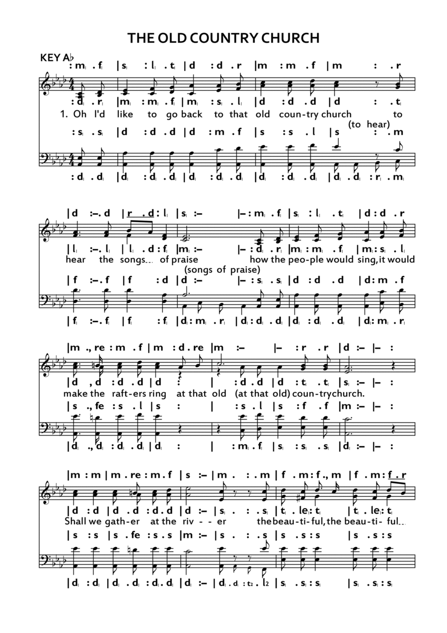 The old country church The old country church Piano, Vocal, Guitar scores gallery preview page 1