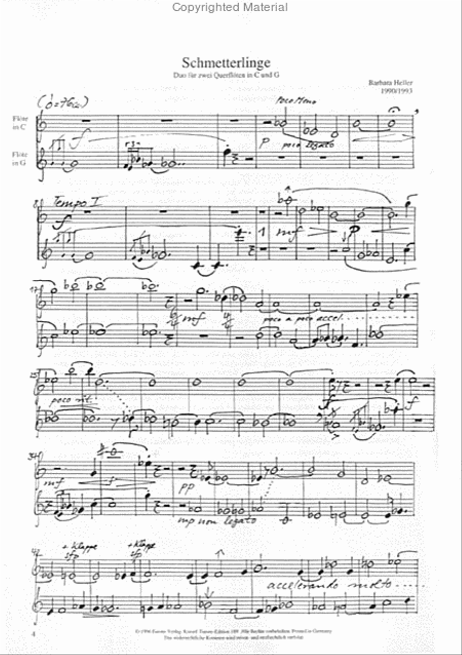 Schmetterlinge Schmetterlinge Flute scores gallery preview page 2