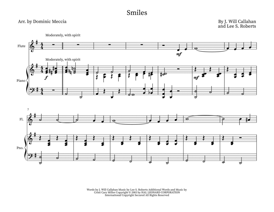 Smiles Flute Solo scores gallery preview page 1