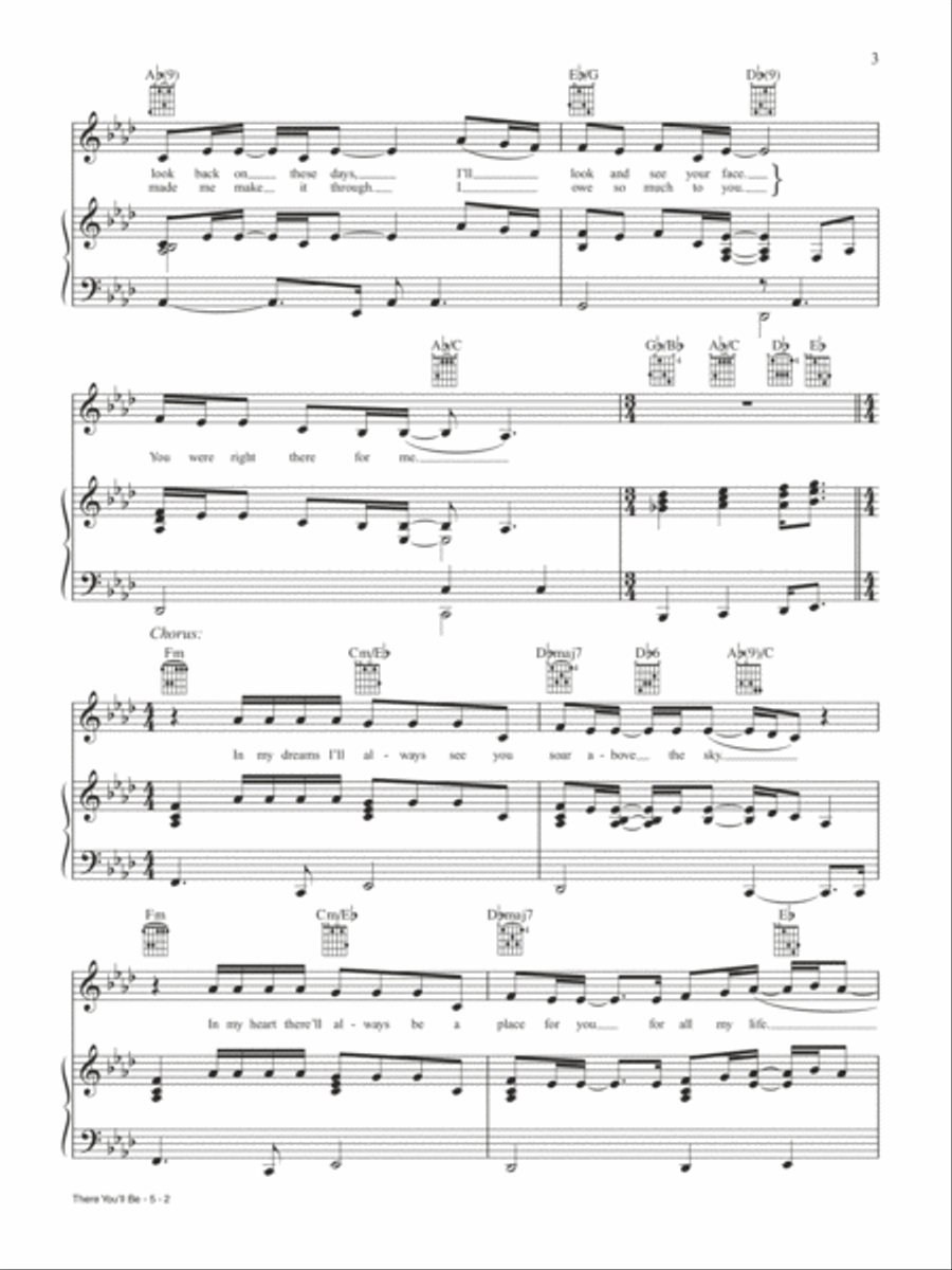 There You'll Be (from Pearl Harbor) Piano, Vocal, Guitar scores gallery preview page 2