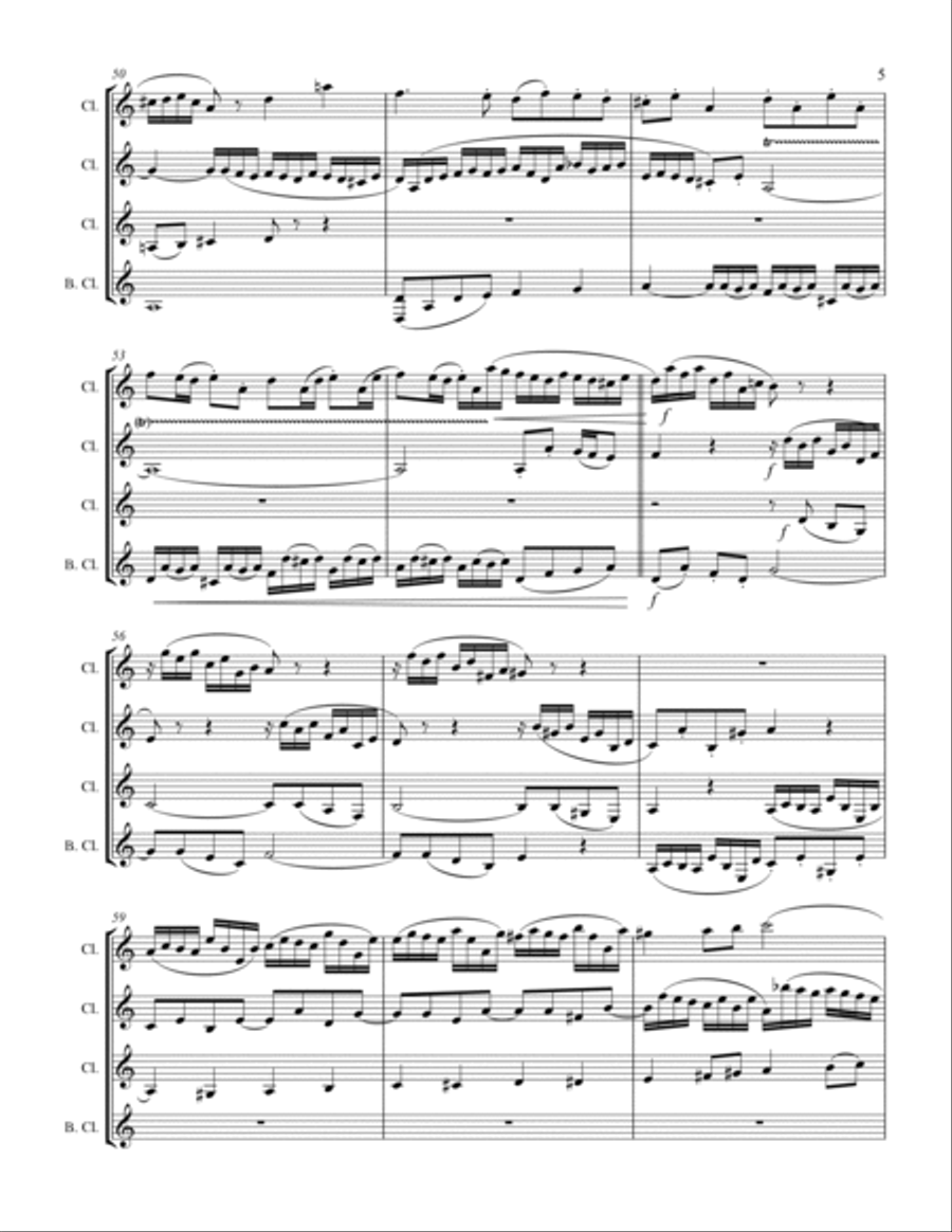 Bach - Fugue in G minor - “Little Organ Fugue” (for Clarinet Quartet) Clarinet Quartet scores gallery preview page 6