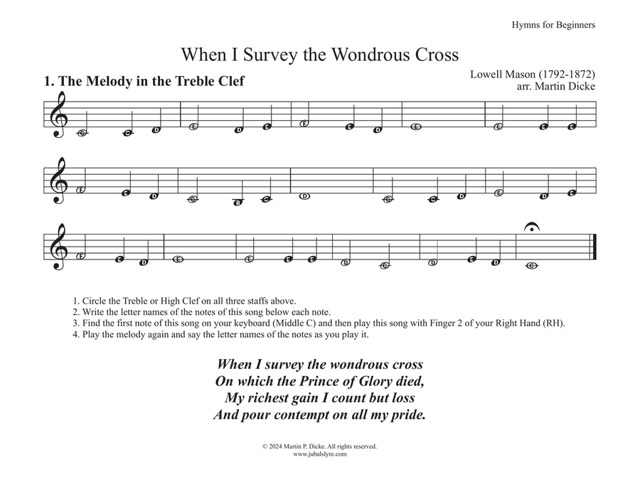 When I Survey the Wondrous Cross (Hymns for Beginners) Piano Method scores gallery preview page 2