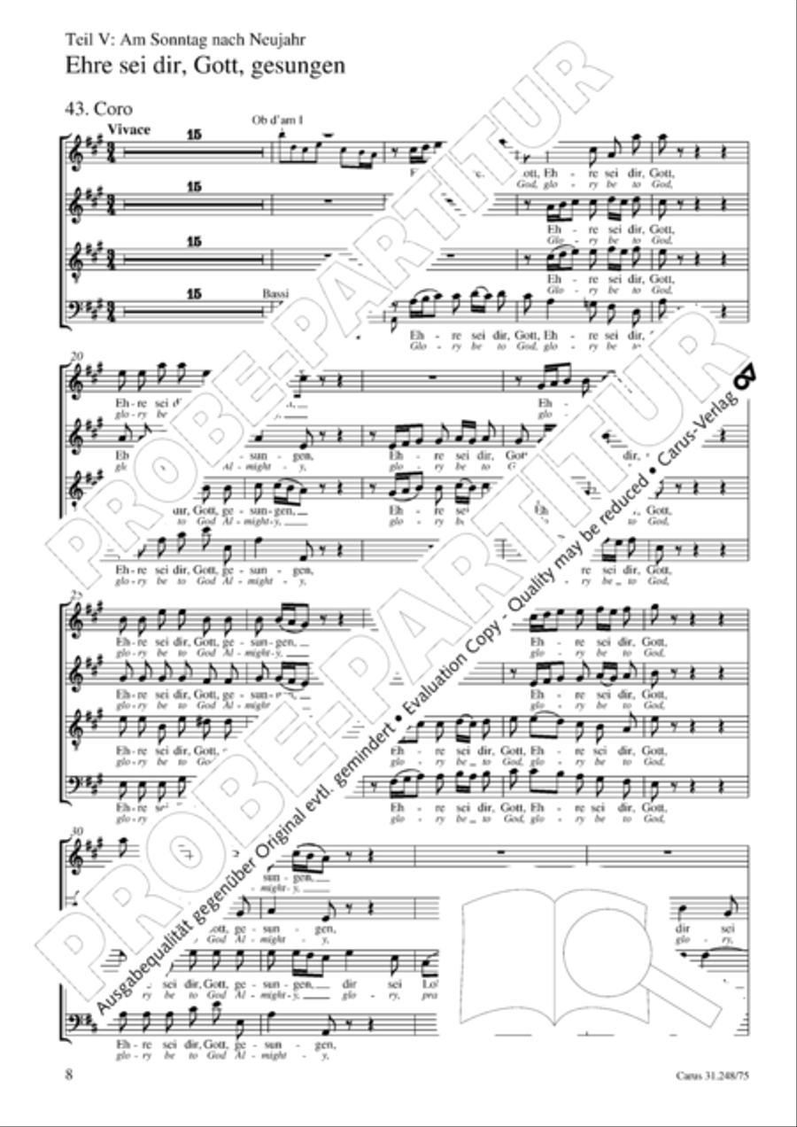 Christmas Oratorio (Weihnachtsoratorium, Teile IV-VI) 4-Part scores gallery preview page 9