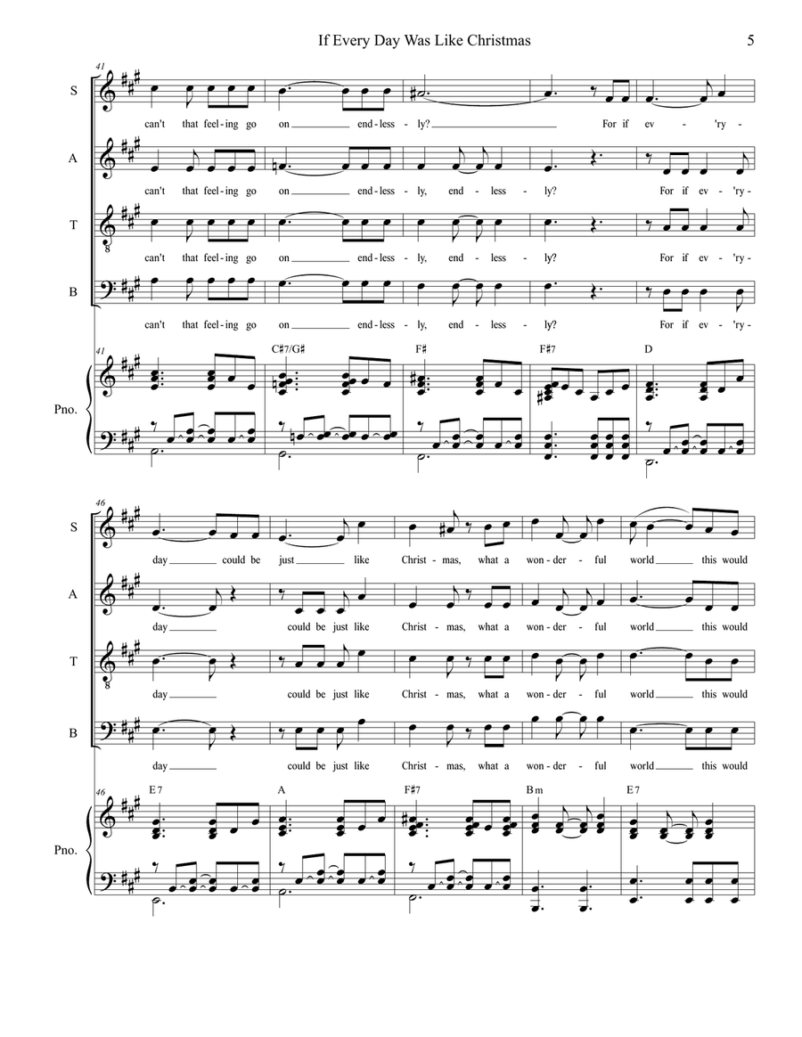 If Every Day Was Like Christmas 4-Part scores gallery preview page 5