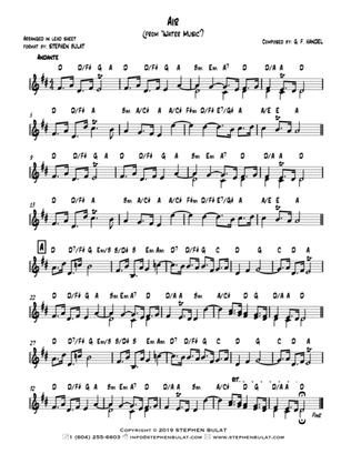 Air (from "Water Music") (Handel) - Lead sheet (key of D)