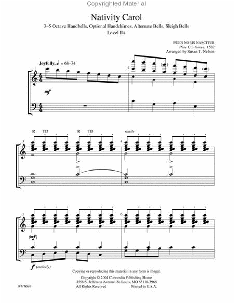 Nativity Carol Handbell Choir scores gallery preview page 2