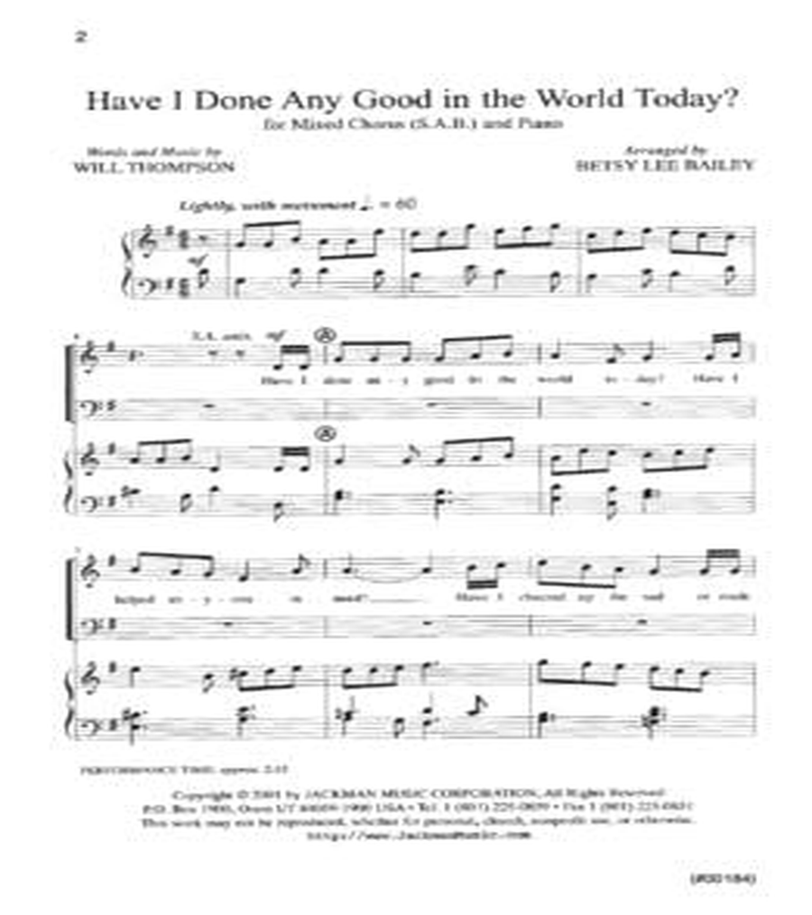 Have I Done Any Good in the World Today? - SAB 3-Part scores gallery preview page 2