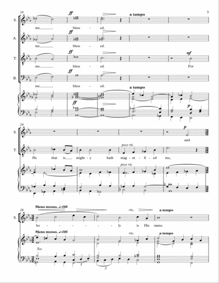 Magnificat & Nunc Dimittis in E Flat, HWC 298 4-Part scores gallery preview page 5