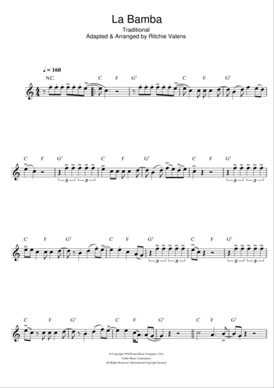La Bamba La Bamba Flute Solo scores gallery preview page 1