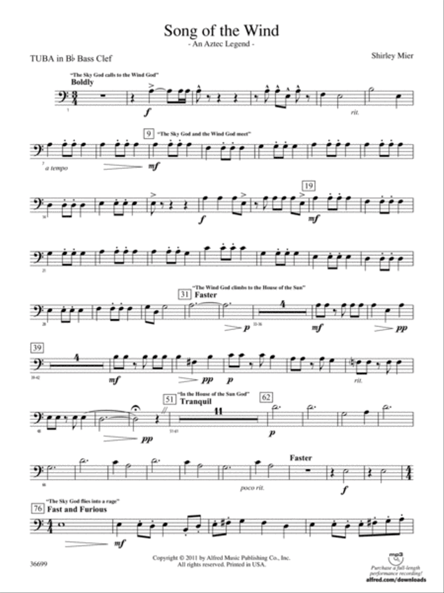 Song of the Wind: (World Part) B-flat Tuba B.C. Concert Band scores gallery preview page 1
