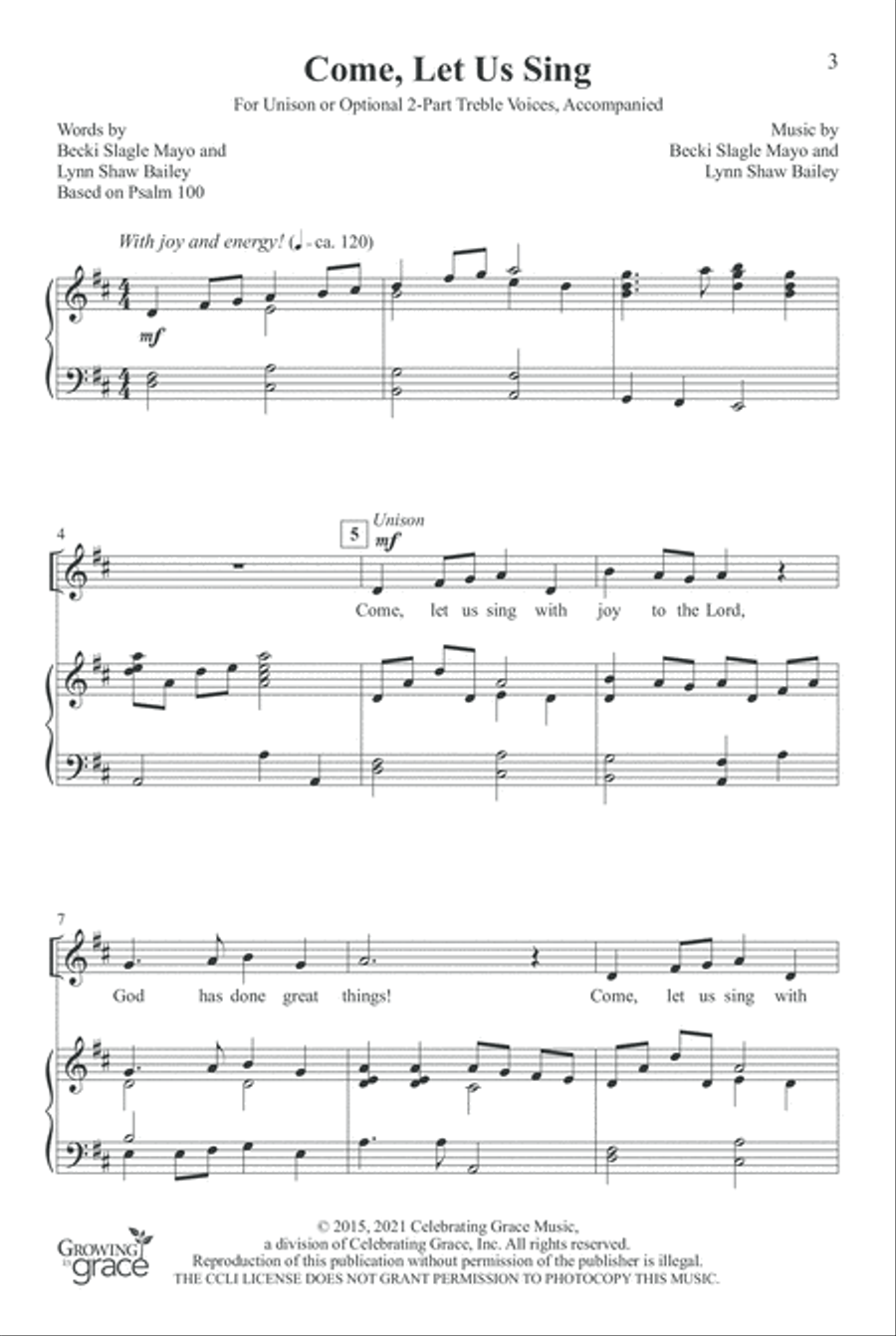 Come, Let Us Sing (Digital) Unison Choir scores gallery preview page 3