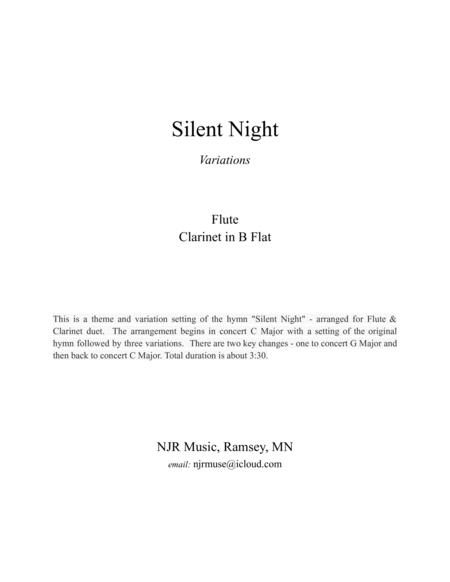 Silent Night - Variations (Flute & Clarinet in B Flat Duet) Full Set image number null