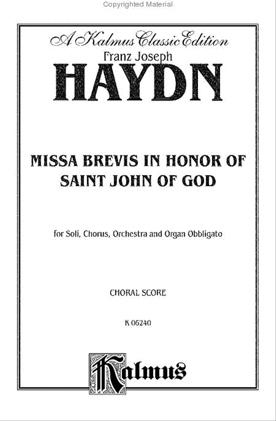 Missa Brevis in B-flat -- in Honor of Saint John of God 4-Part scores gallery preview page 2