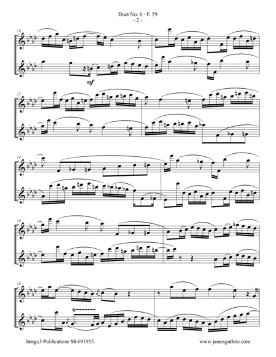 WF Bach: Duet No. 6 for Alto Flute Duo Flute Duet scores gallery preview page 2