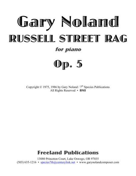 "Russell Street Rag" for piano Op. 5 image number null