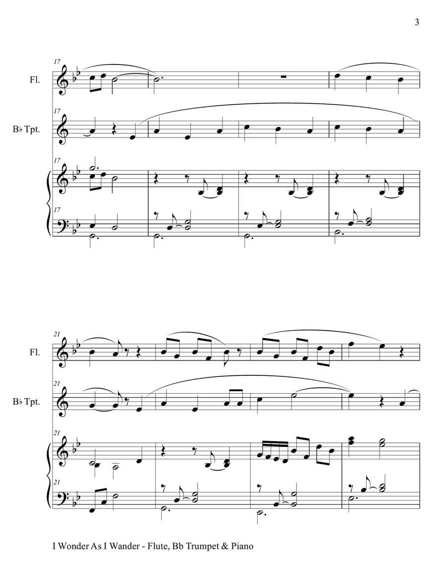 I Wonder As I Wander Flute scores gallery preview page 4