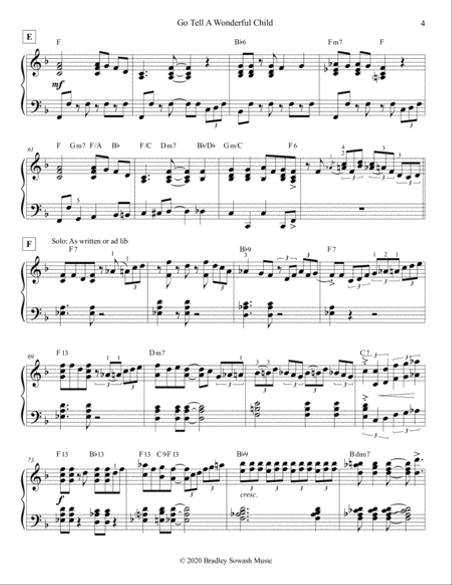 Go Tell A Wonderful Child - solo piano Piano Solo scores gallery preview page 5