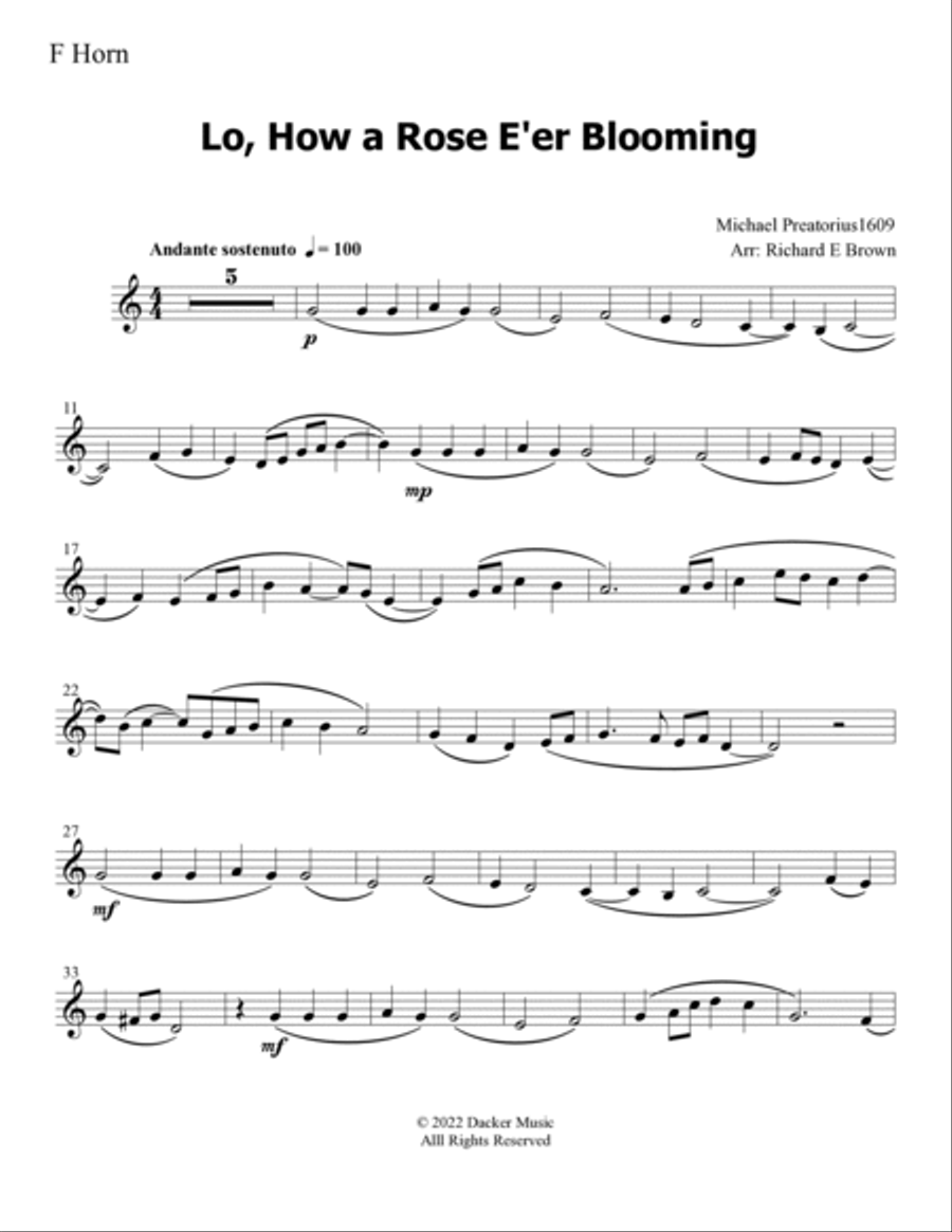 Lo, How a Rose E'er Blooming - Brass Duo Brass Duet scores gallery preview page 5