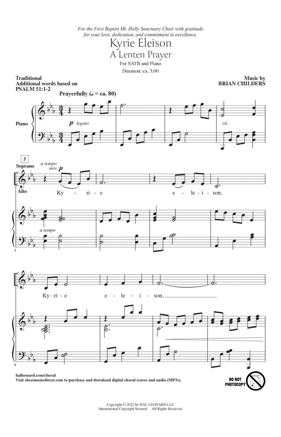 Kyrie Eleison (A Lenten Prayer) 4-Part scores gallery preview page 1