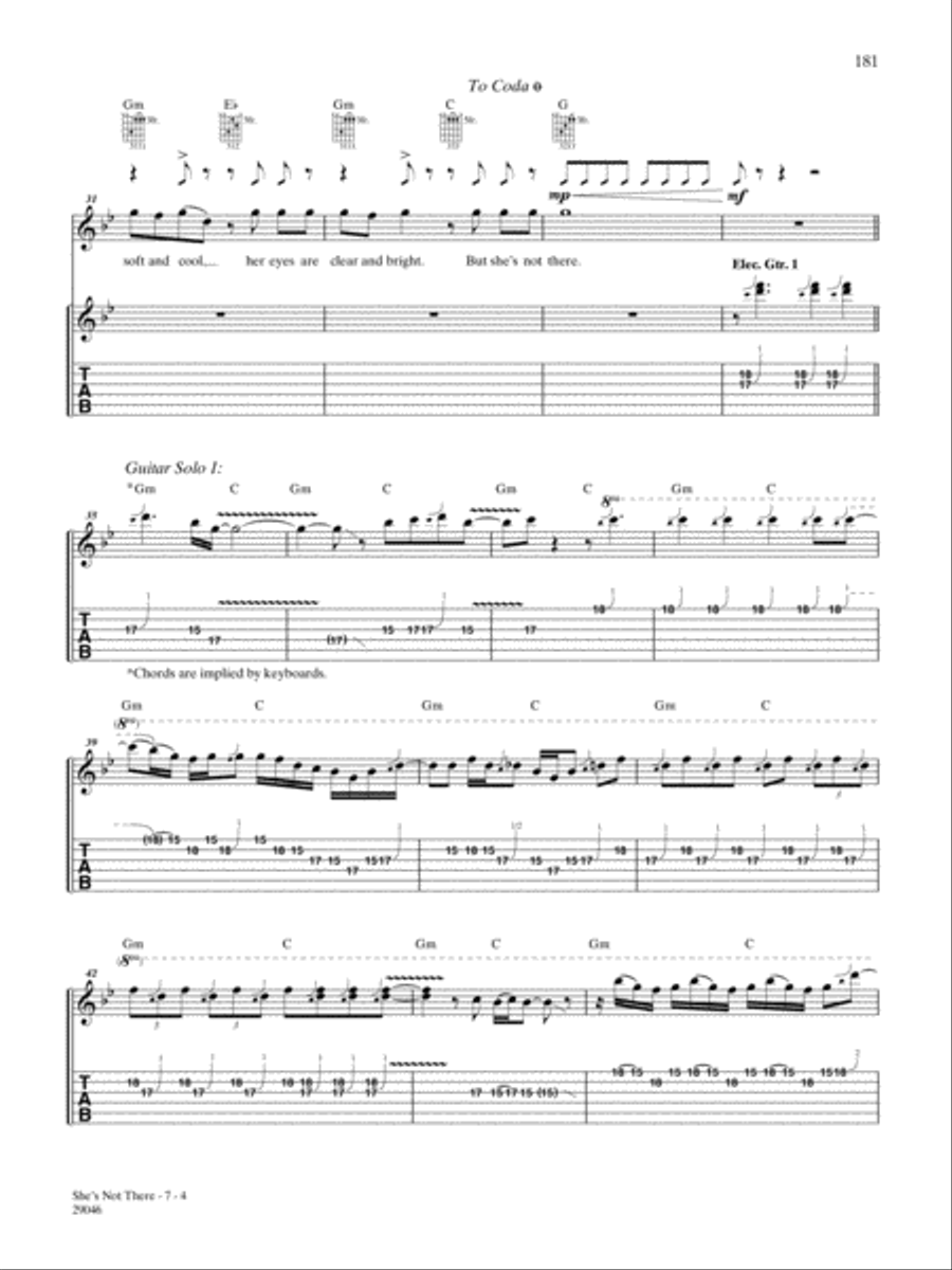 She's Not There Electric Guitar scores gallery preview page 4