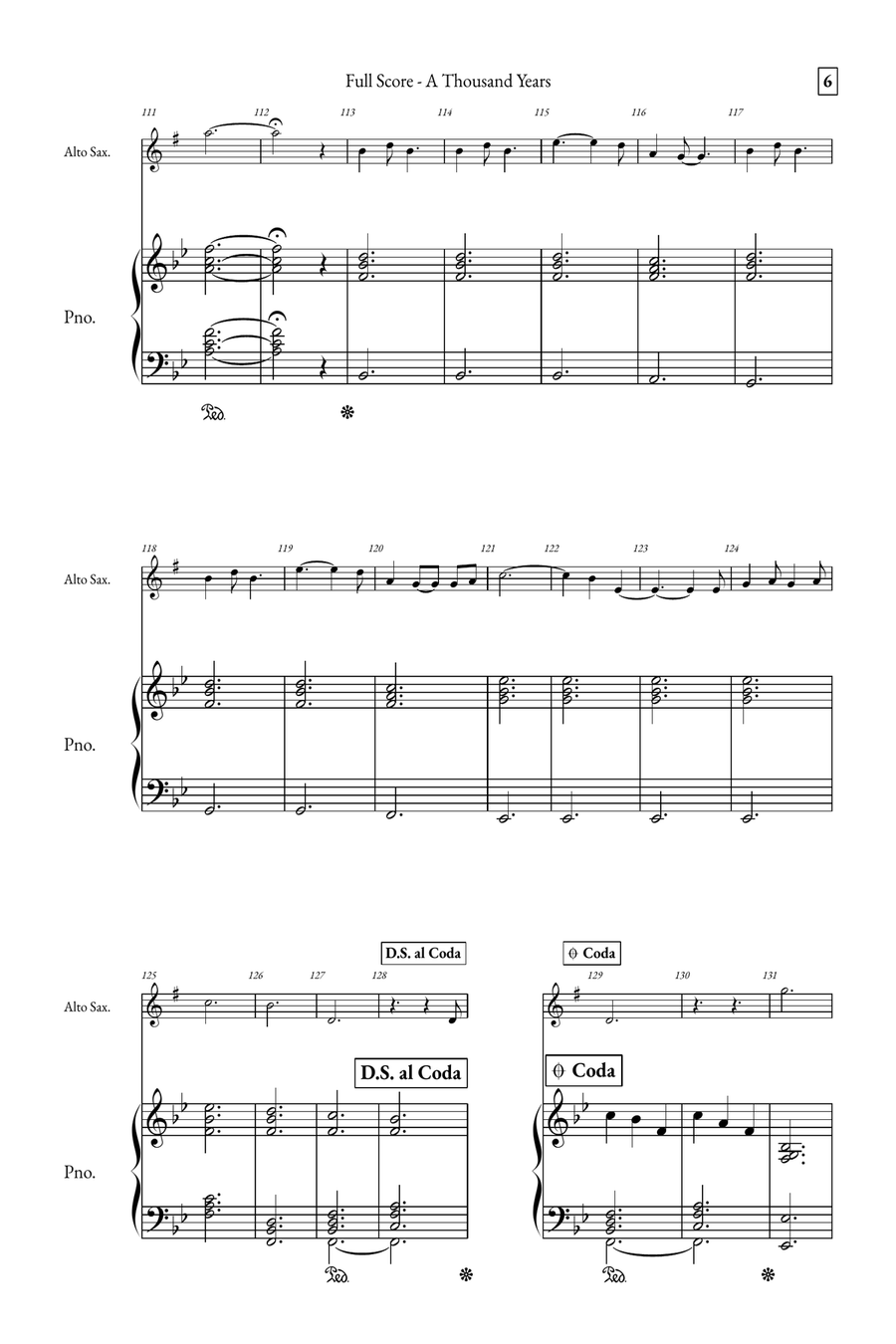 A Thousand Years Alto Saxophone scores gallery preview page 6