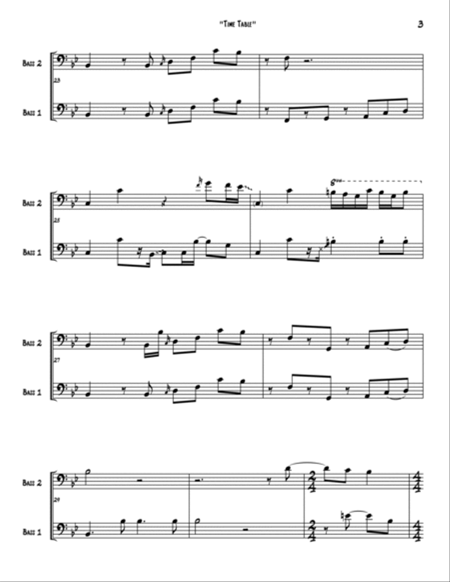 Time Table Bass Guitar scores gallery preview page 3