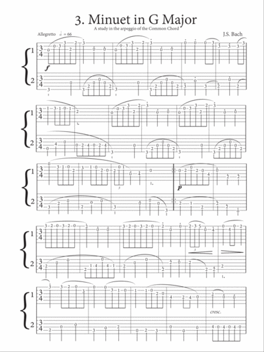 First Lessons in Bach for Guitar Duet - Volume 1 - Rhythmic Tablature