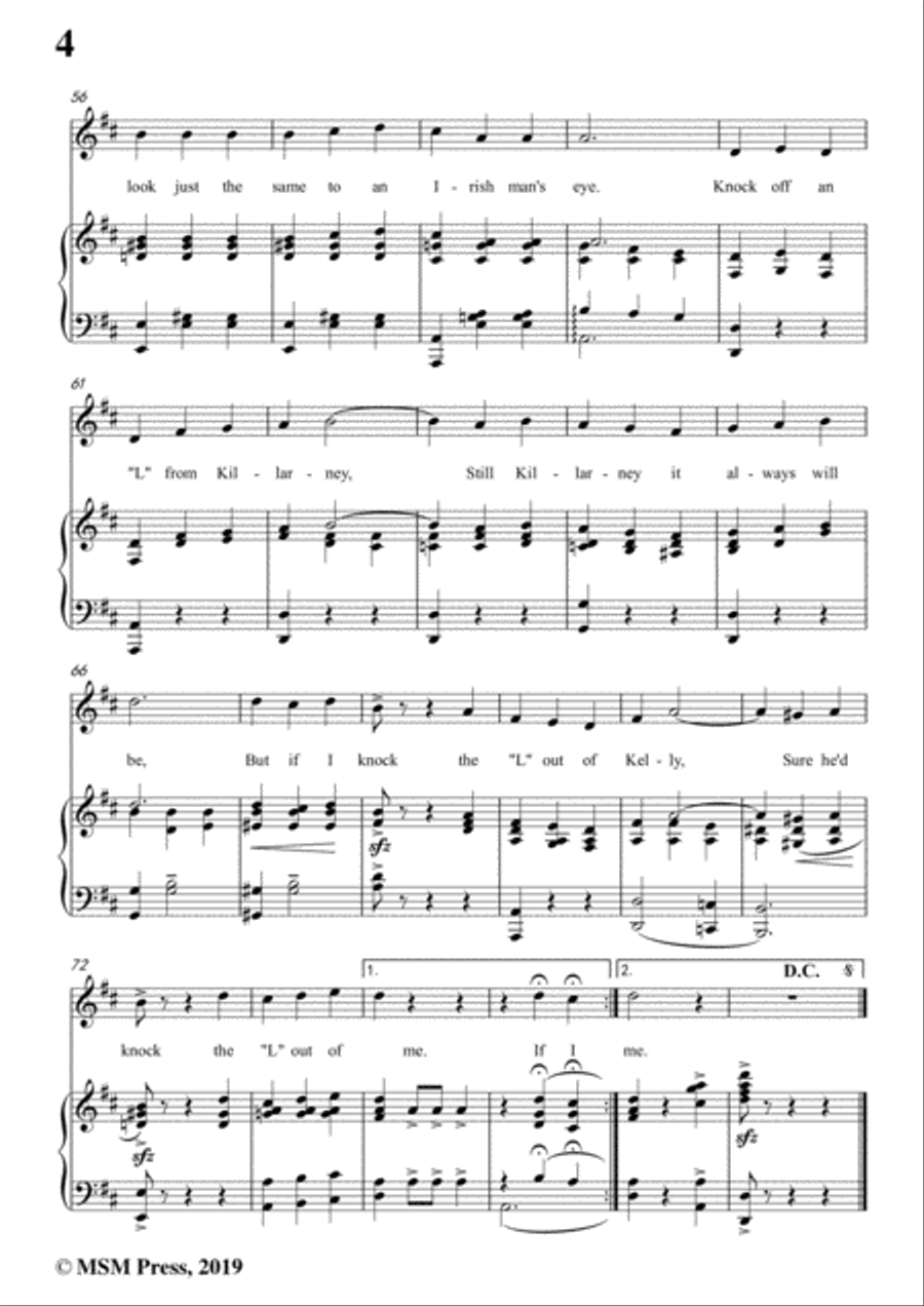 Bert Grant-If I Knock the 'L' Out of Kelly,in D Major,for Voice&Piano Voice scores gallery preview page 6