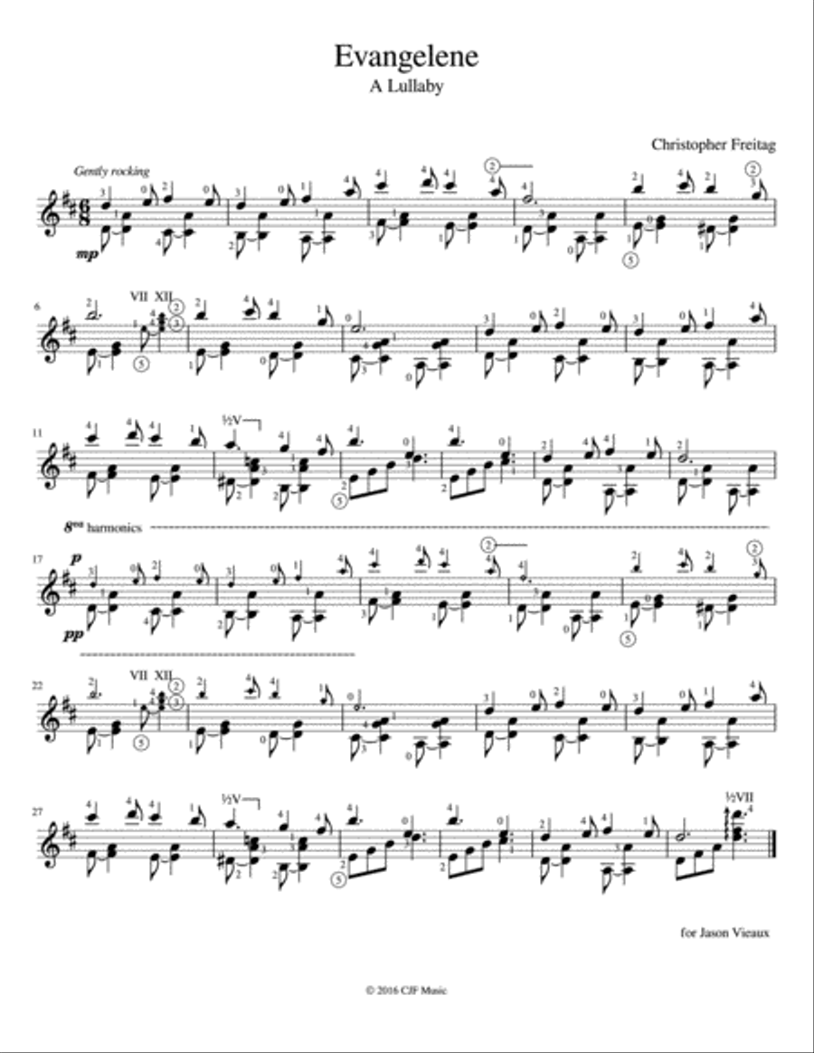 Evangelene Guitar Solo scores gallery preview page 1