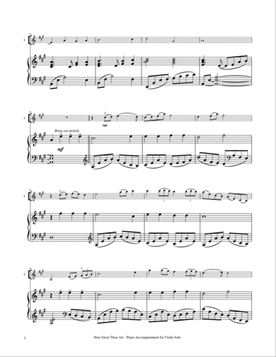 How Great Thou Art - Violin Solo with Piano Accompaniment Violin Solo scores gallery preview page 4
