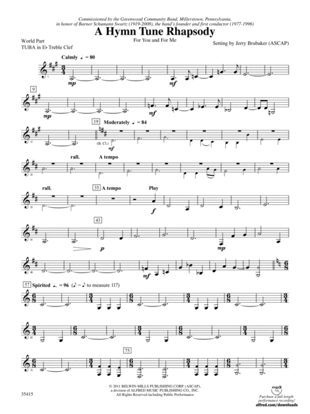 A Hymn Tune Rhapsody: (wp) E-flat Tuba T.C.