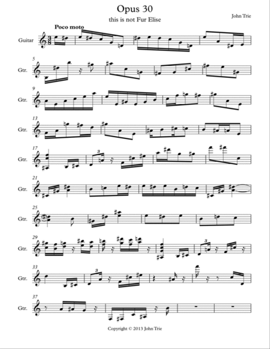 Opus 30 - This is not Fur Elise Classical Guitar scores gallery preview page 2