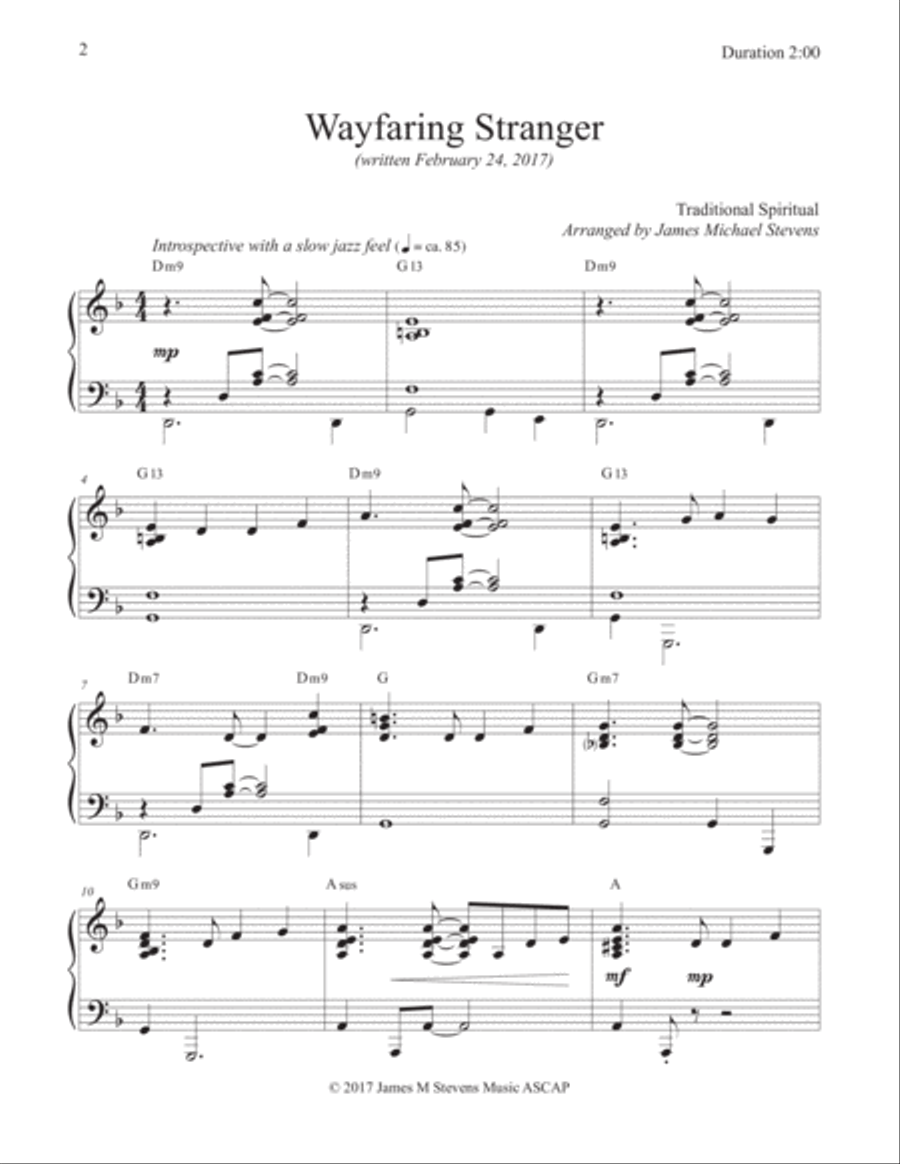 Wayfaring Stranger (Slow Jazz Piano) Piano Solo scores gallery preview page 2