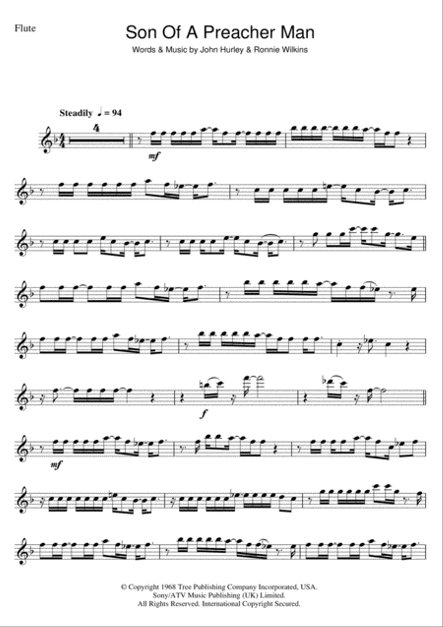 Son-Of-A-Preacher Man Flute Solo scores gallery preview page 1