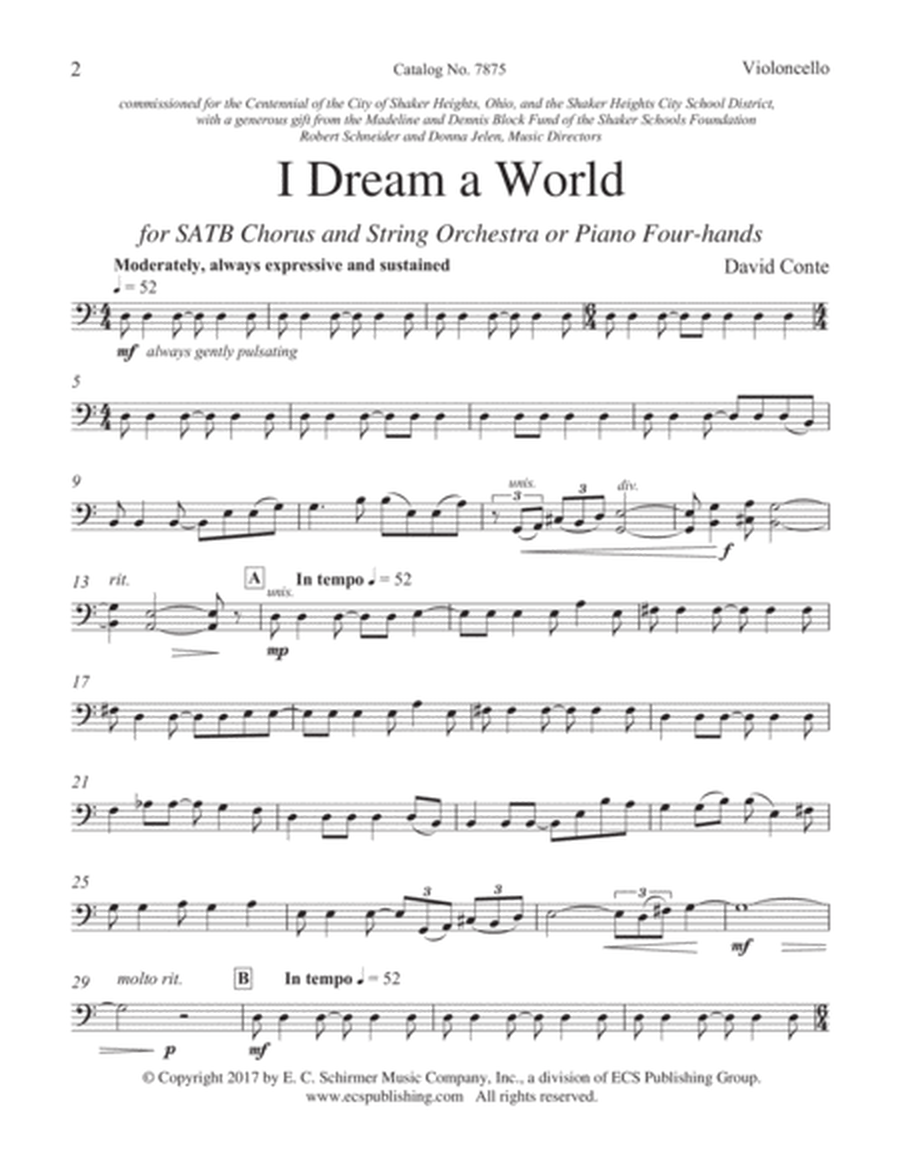 I Dream a World (Downloadable Cello Replacement Pt)