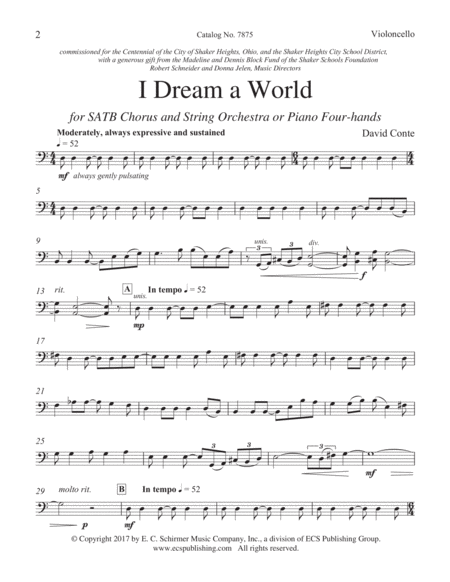 I Dream a World (Downloadable Cello Replacement Pt)