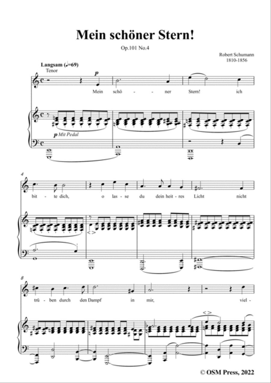 Schumann-Mein schoner Stern!,Op.101 No.4,in C Major Schumann-Mein schoner Stern!,Op.101 No.4,in C Major Voice scores gallery preview page 3