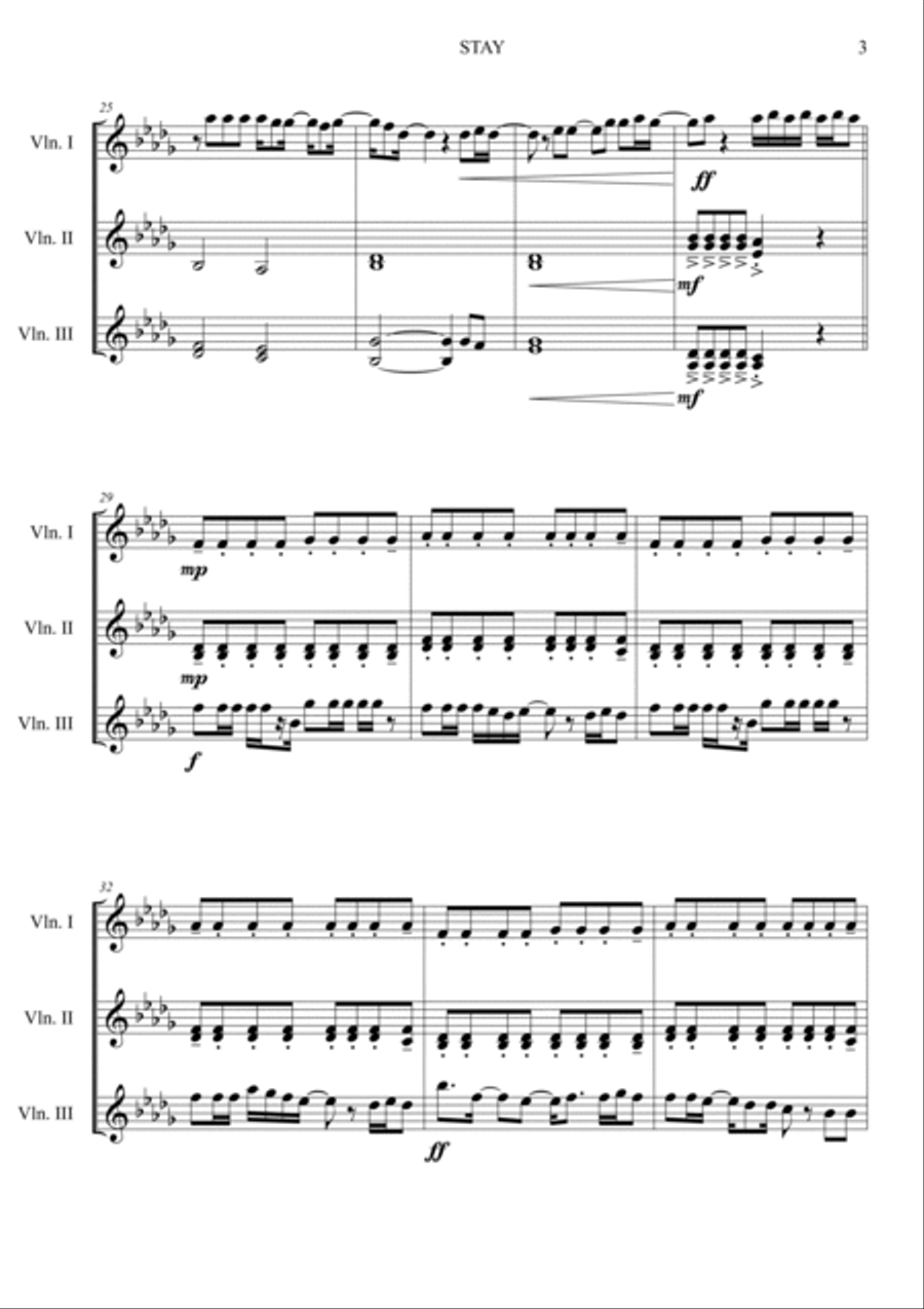 Stay Violin scores gallery preview page 3