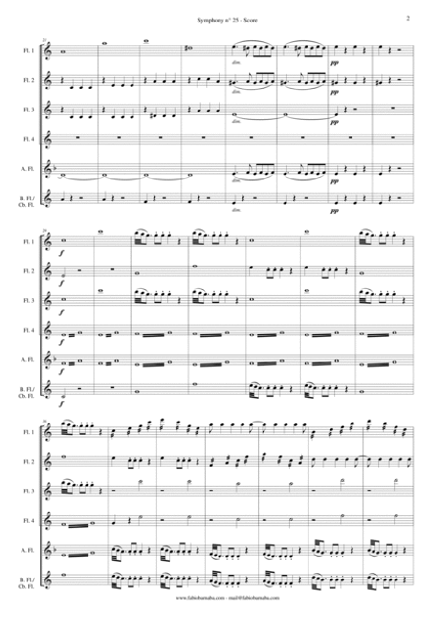 Symphony n°25 by Mozart (first movement) - for Flute Choir Flute Choir scores gallery preview page 3
