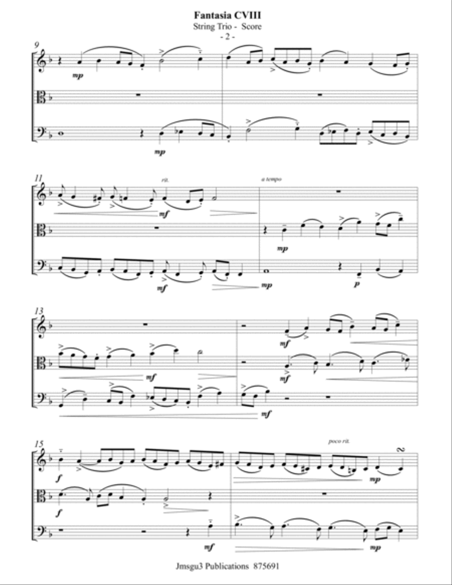Bull: Fantasia CXIII for String Trio String Trio scores gallery preview page 2