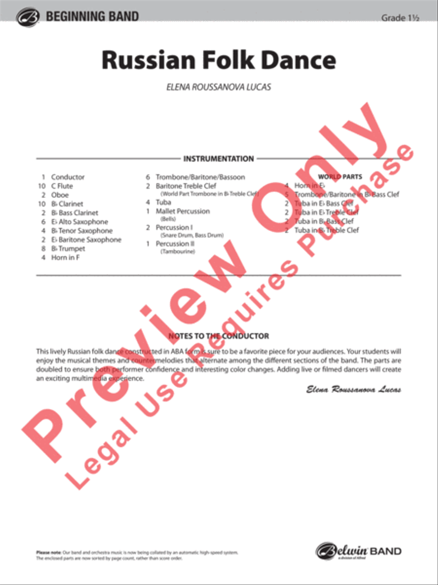Russian Folk Dance Concert Band scores gallery preview page 2