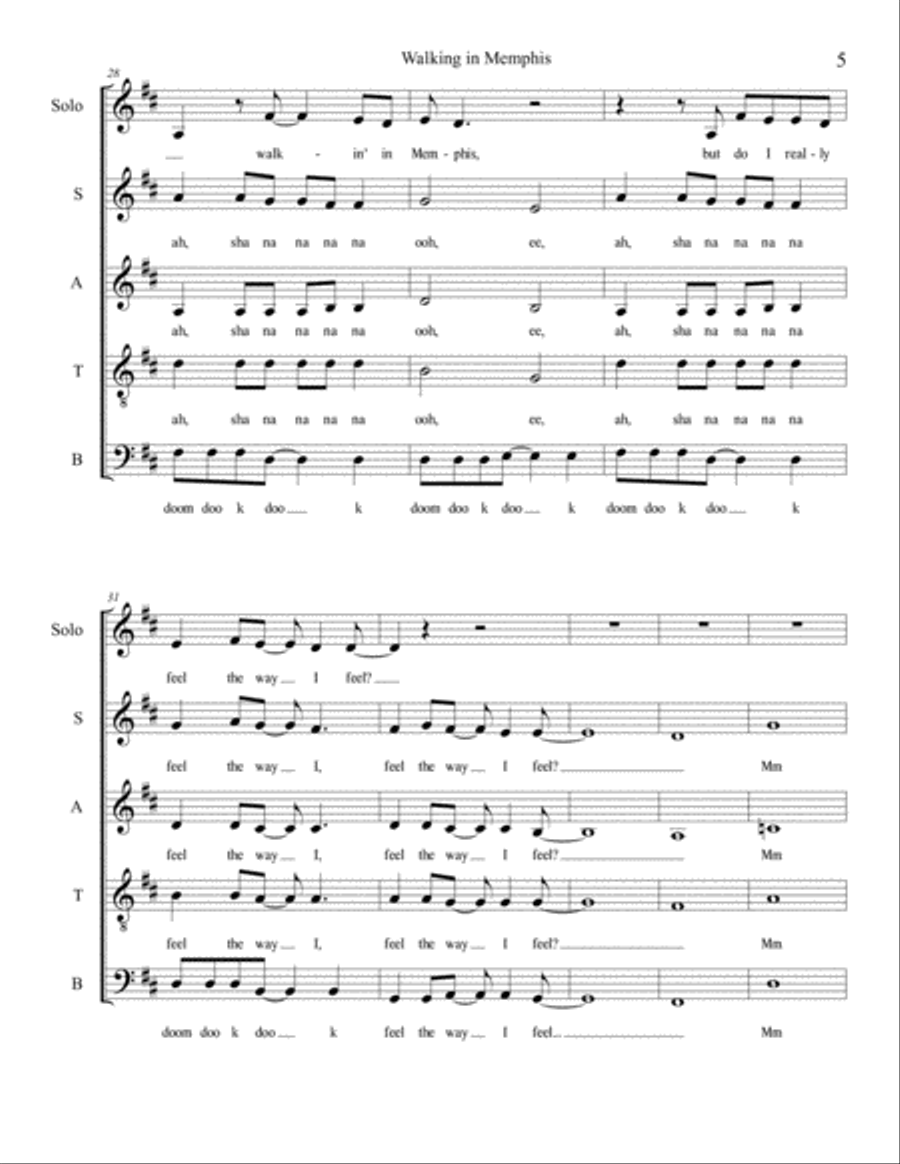Walking In Memphis 4-Part scores gallery preview page 5