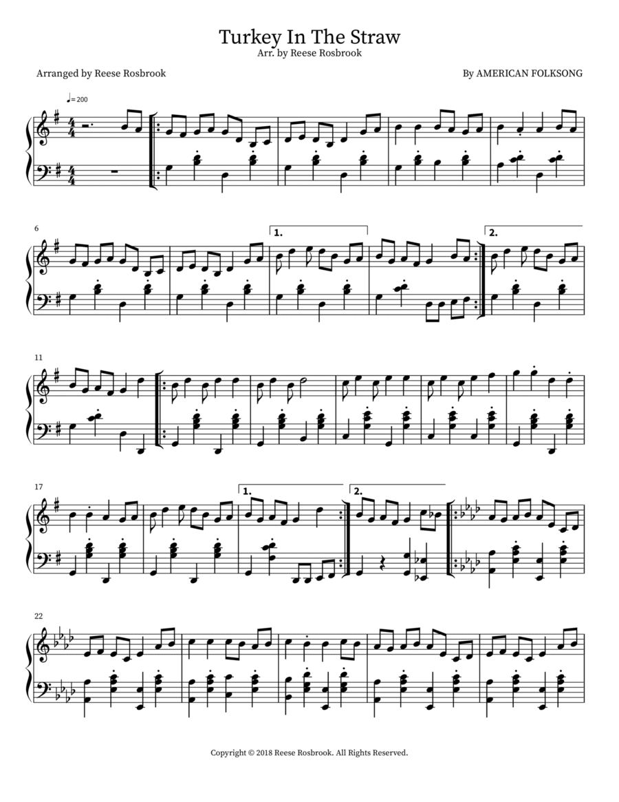 Turkey In The Straw Turkey In The Straw Piano scores gallery preview page 1