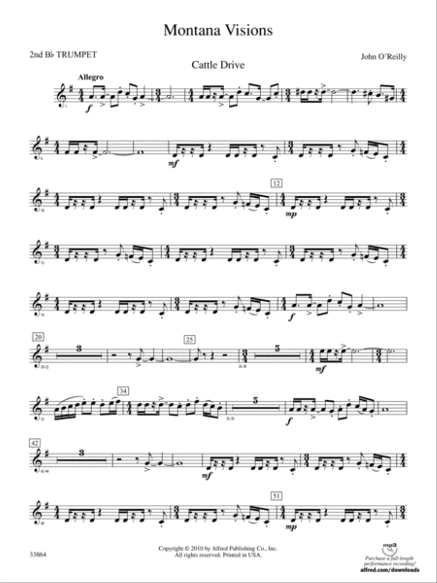 Montana Visions: 2nd B-flat Trumpet Concert Band scores gallery preview page 1