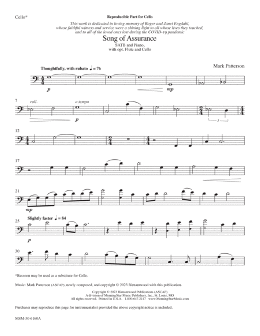 Song of Assurance (Downloadable Flute & Cello Parts) Choir scores gallery preview page 4